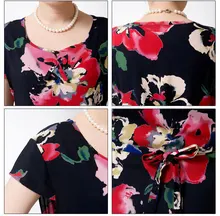 XL-5XL Vestidos 2016 Summer Style Plus Size Women Dress Vintage Printed Brand Flower Print Dress Long Casual Beach Dress