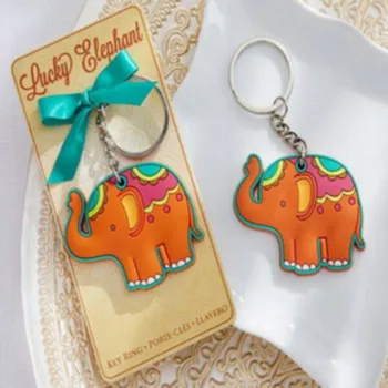 

12PCS Lucky Elephant Design Rubber Keychain Ring Wedding Favors Key Chain Baby Shower Favor Birthday Souvenir