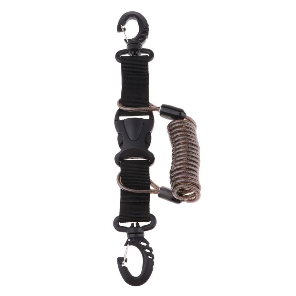 Stainless Steel Scuba Diving Lanyard  Spring Coiled Lanyard with Quick Release Buckle for Underwater Cameras Lights Torch 