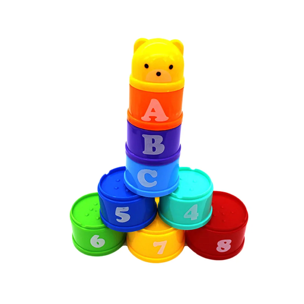 1 set Kid Play Educational Letters Piles Folding Cups Stacking Bathing Cute Birthday Gift