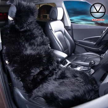 

KAWOSEN 1 Piece Long Faux Fur Seat Covers, Artificial Plush Car Seat Cover Universal, Cute Plush Black Seat Cushion LFFS02
