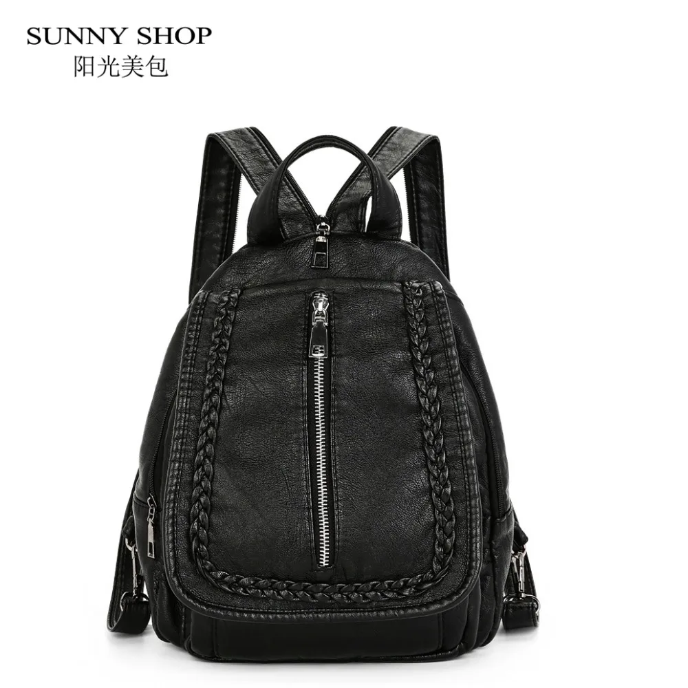 SUNNY SHOP 3 Compartments PU leather Backpacks Female Girls School Bags Cute Backpacks Teenagers ...