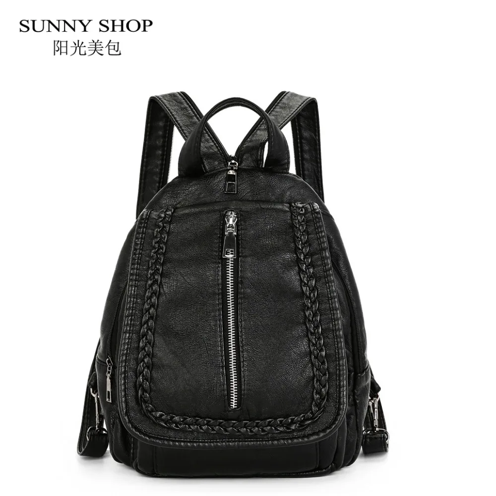 

SUNNY SHOP 3 Compartments PU leather Backpacks Female Girls School Bags Cute Backpacks Teenagers bagpack Cheap 9.7" ipad OK