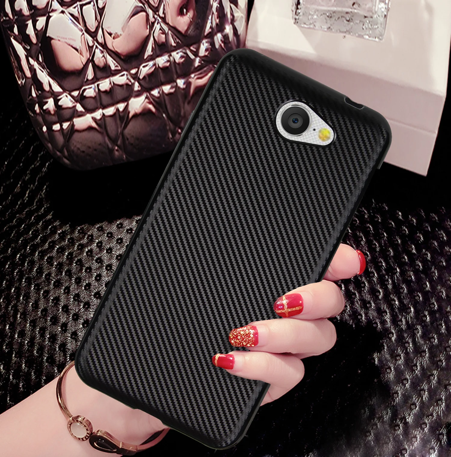 cheap HATOLY For Fundas Google General Mobile GM6 Case Ultra thin Soft TPU Carbon Fiber Back Cover for Google General Mobile GM 6 GM6