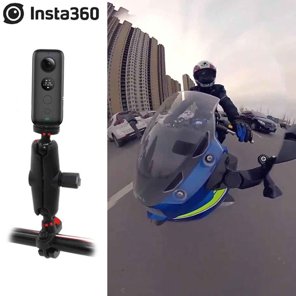 Adaptador de trípode para cámara de acción Insta360 ONE X2, Base de cabeza  de bola 1/4, VR, Gopro MAX, cámara panorámica, soporte de espejo para  motocicleta