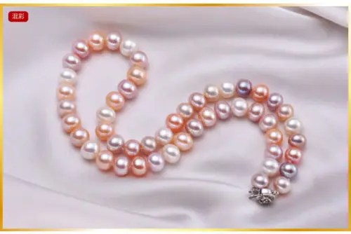 

Free Shipping >>>>Genuine Natural 10-11mm white pink purple Pearl necklace 17inch 925silver