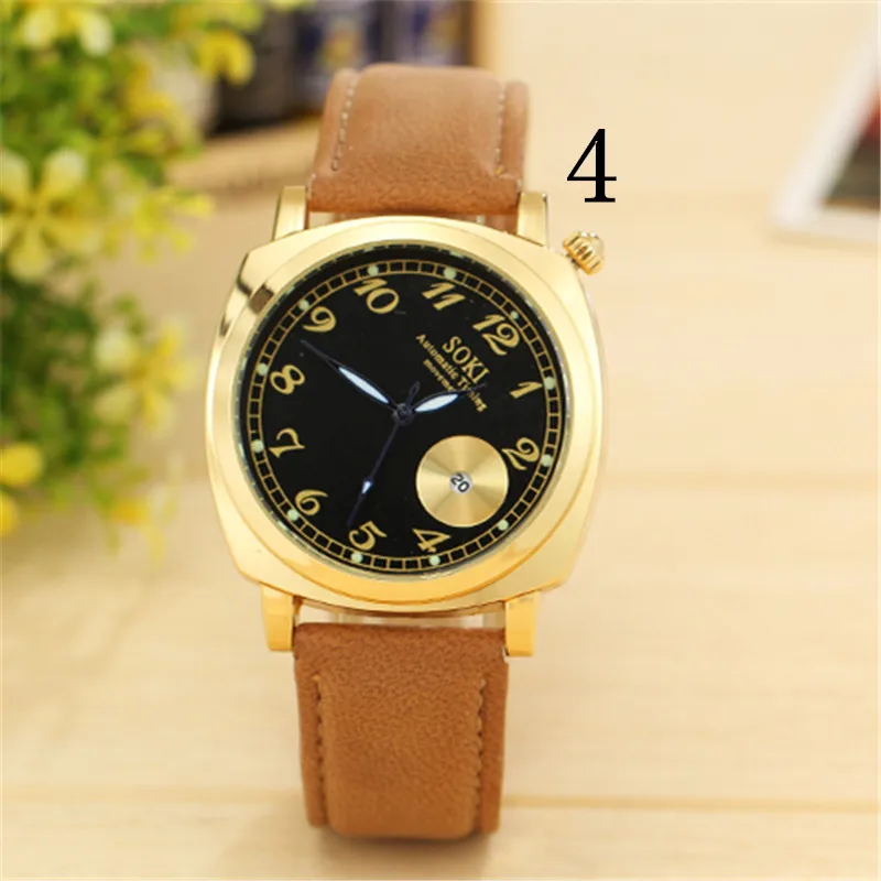 

wu's 2018 new leather belt watch men's casual waterproof simple watch machinery factory wholesale