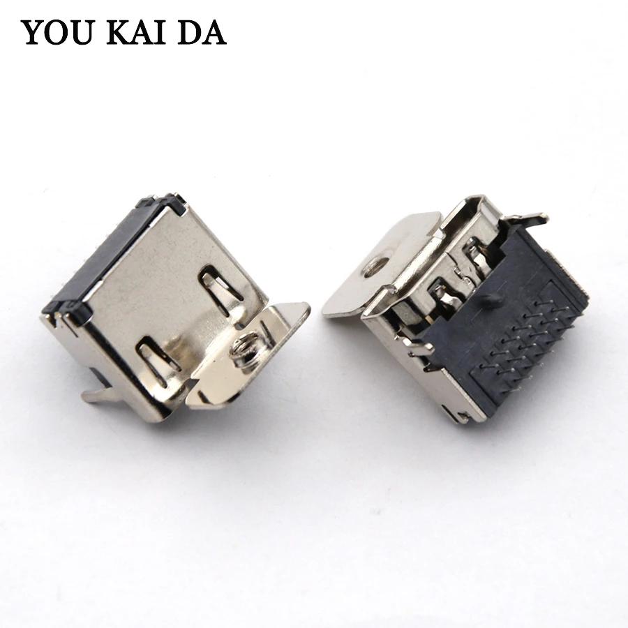 

1piece 19 pin HDMI Jack Female Socket interface connector 90 degree 3 rows pin (7pin+6pin+6pin) With fixed screw holes