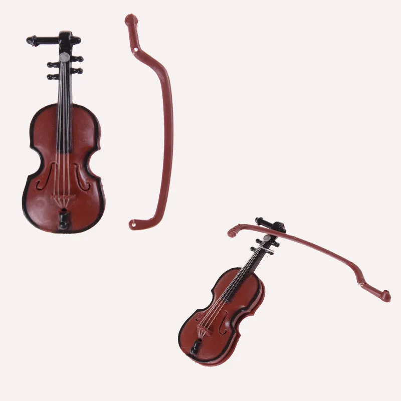 

1Pc Music Instrument DIY 1/12 Dolls House Wooden Violin with Case Stand Plastic Mini Violin Dollhouse Crafts