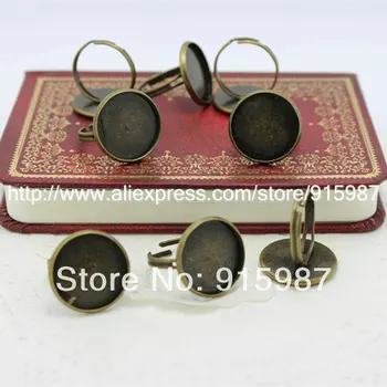 

Sweet Bell 20pcs Fashion Vintage Adjustable Stud finger ring Bases Blanks 18mm Antique Bronze Cabochon Stud finger ring J2004