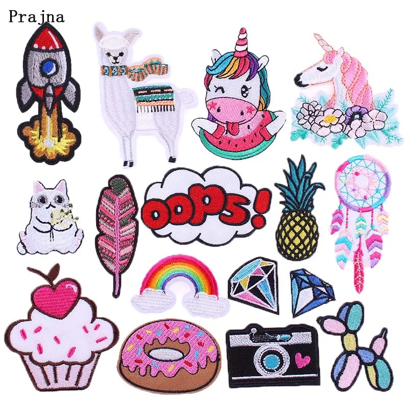 Prajna DIY Вышитые нашивки для одежды термоклейкие мультяшная аппликация альпака