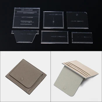 

1set DIY wallet Acrylic template cutting sewing pattern leather craft Stencil Template 10.2*9.8*1cm
