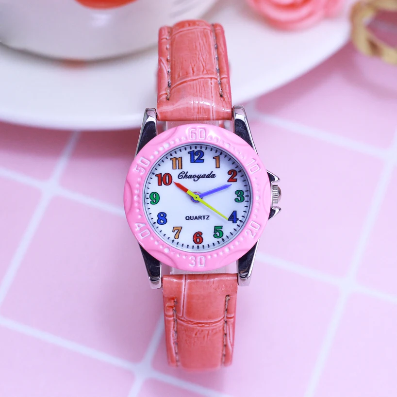 

2018 children girls boys colorful digital quartz wristwatches students little kids leather strap fashion birthday gifts watches