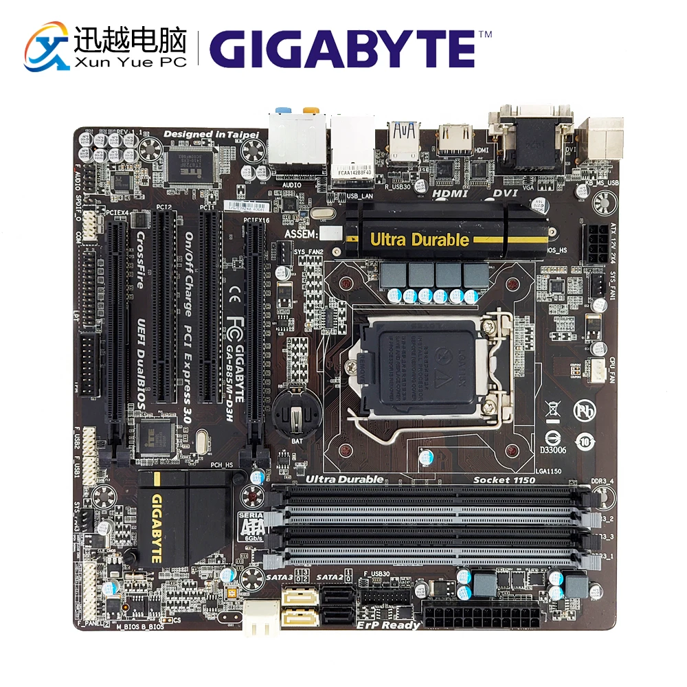 Gigabyte GA-B85M-D3H рабочего Материнская плата B85M-D3H B85 LGA 1150 i7 i5 i3 DDR3 32G SATA3 USB3.0 VGA, HDMI, DVI HDMI микро-atx корпус