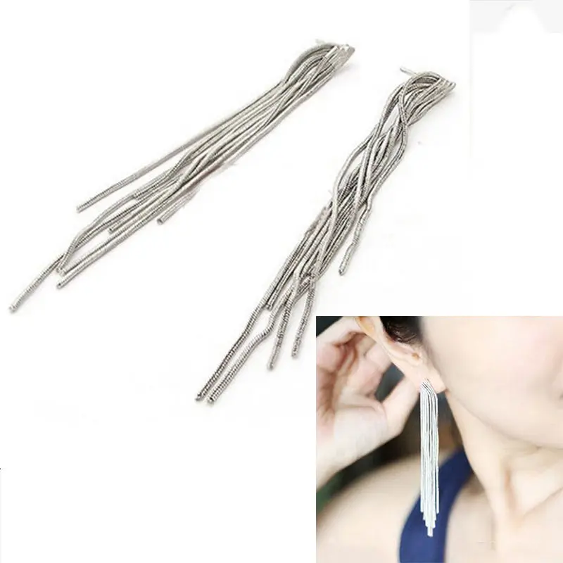 

1 pair Beautiful Snake Chain Tassels Dangle Post Back Linear Drop Earrings Women Party Cute grosse boucle d oreille