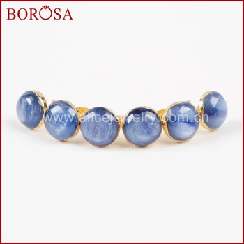 

BOROSA Druzy Earring 10mm Gold Color Natural Round kyanite Stud Earrings G1039