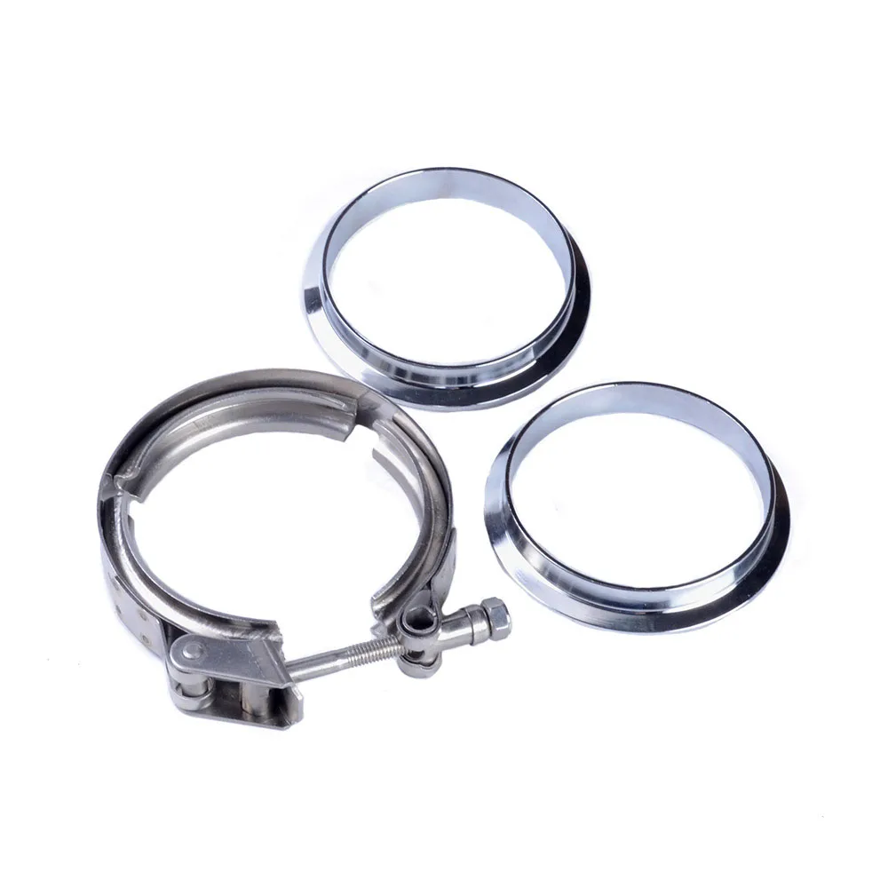 V Band Clamp,2.0 Inch Stainless Steel V-Band Clamp Flange Kit Male Female Flange for Turbo Exhaust Downpipes Stainless Steel 2 inches 