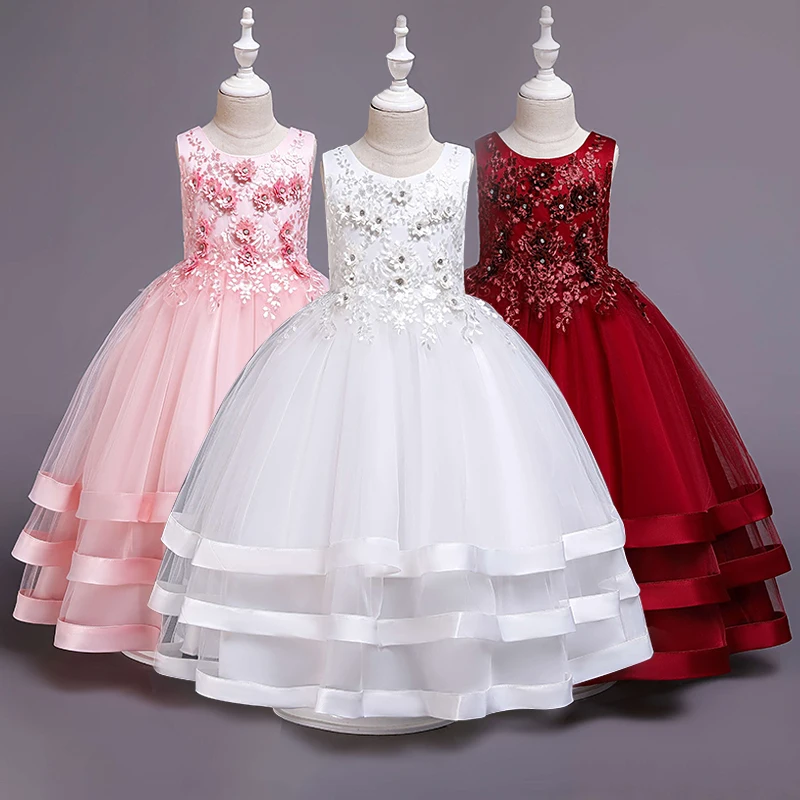 

Princess fluffy dress mesh dress dress jacquard fabric children's dance clothes