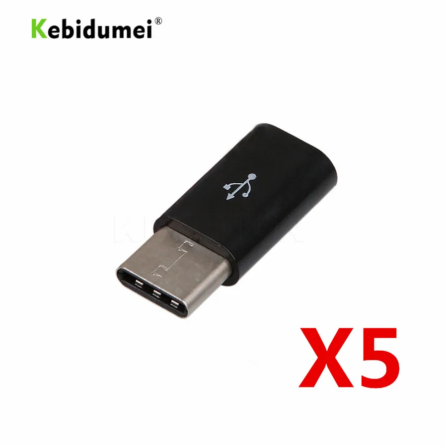 Kebidumei 5 шт. Тип C штекер к микро USB mini 3 1 контактный разъем для передачи данных