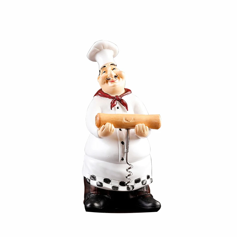

Creative Cute Chef Statue Figurine Ornaments Vintage Home Decor Kitchen Restaurant Resin Crafts Toothpick Dispenser Box Holder