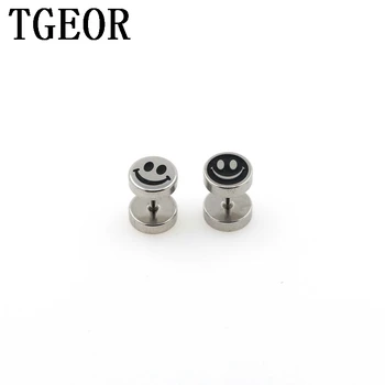 

free shipping illusion cheaters 20pcs 1.2*6*8/8mm Stainless Steel corrode the drop black oil smile face piercing fake plugs