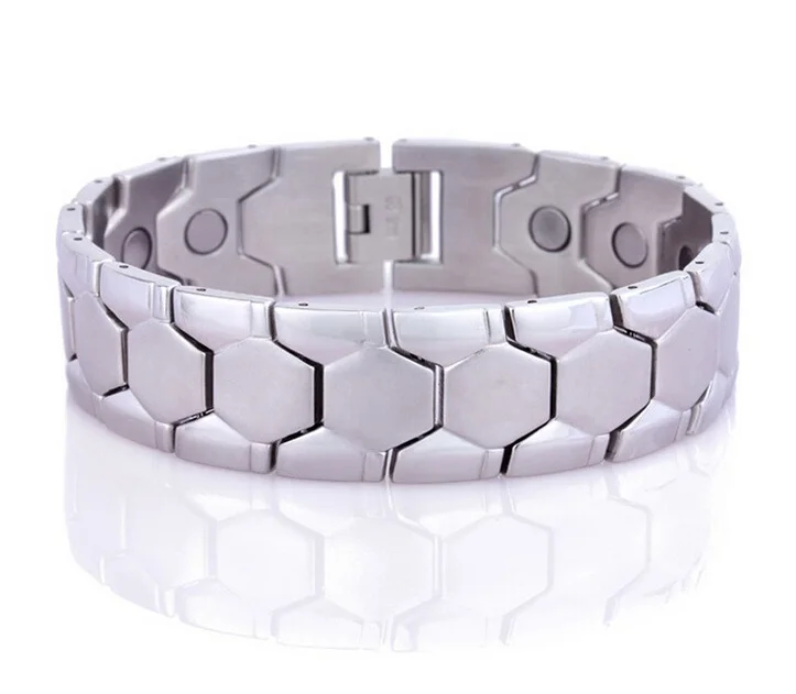 17,8 мм Широкие Модные мужские и женские браслеты для байкеров серебро/золото нержавеющая сталь энергия баланс магнитного здоровья браслет ювелирные изделия