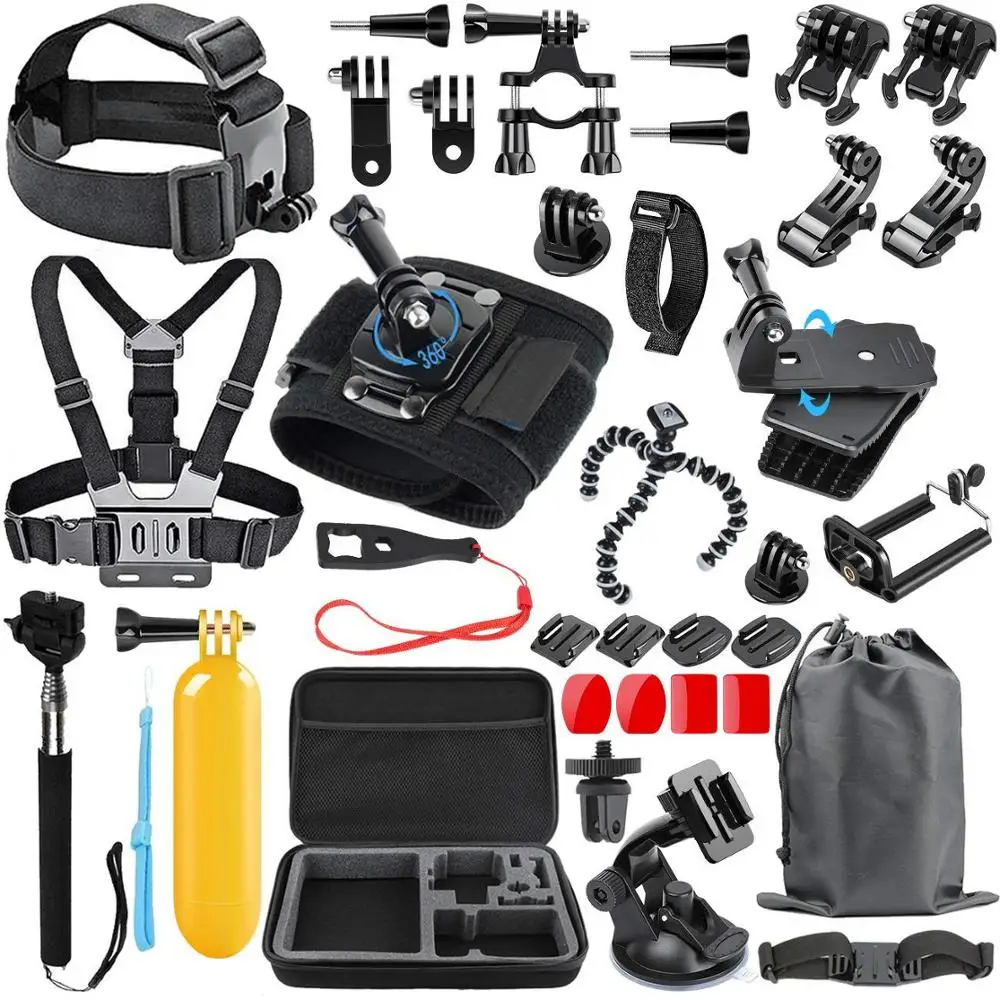 

GoPro Accessories Kit Set 48-in 1 for go pro hero 7 6 5 4 3 for Xiaomi Xiaoyi 4K Sony Nikon and Action Cameras dji osmo action