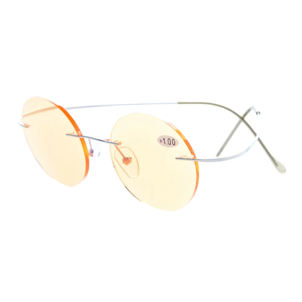 CG15026 Eyekepper Titanium Rimless Round Orange Tinted Lenses Computer Reading Glasses Circle Readers | Аксессуары для одежды