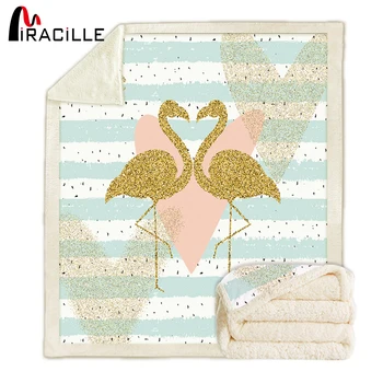 

Miracille Flamingos Throws Blanket on Sofa Sherpa Fleece Plaid Fluffy Bed Blankets Soft Living Room Winter Bedspread