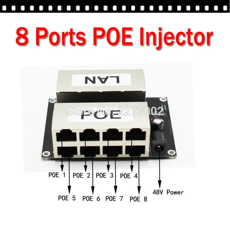 8 Ports POE Injector POE Splitter for  IP Camera Wifi AP VoIP  POE Camera Power Over Ethernet 48V 