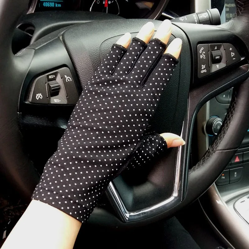 

Female Sports Fitness Cycling Sunscreen Fingerless Touch Screen Gloves Women Thin Cotton Fashion Half Finger Driving Gloves B86