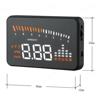 

X5 head up display 3 inch screen Multi-color Digital voltage speedometer alarm Universal Gps car head up display HD