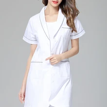 Женские против морщин летние с коротким рукавом медсестры униформа стоматологическая клиника doctor's outcoat медицинский магазин клерк белый цвет