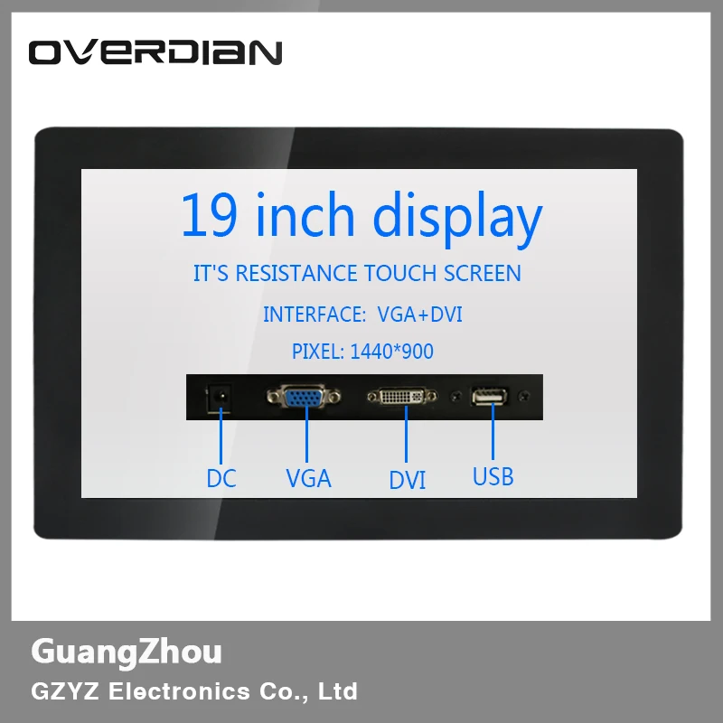 19" VGA/USB/DVI Interface Metal Frame Industrial Lcd Wide Screen Monitor 1440*900 Resistance touch Screen Buckle Fixed Display 19" VGA/USB/DVI Interface Metal Frame Industrial Lcd Wide Screen Monitor 1440*900 Resistance touch Screen Buckle Fixed Display