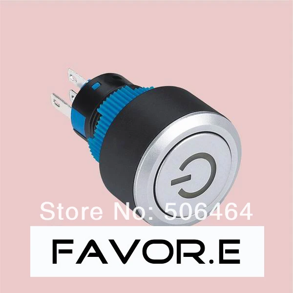 

22mm IP65 waterproof power signs illuminated LED 2NO 2NC Momentary Push Button light Switch PIN terminal