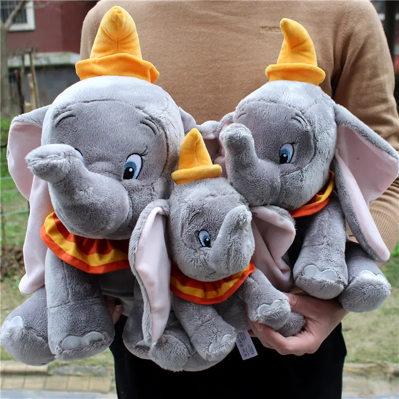 

1piece 18-45cm original 2019 Dumbo Plush Cartoon Toys Gray Dumbo Elephant Figure Stuffed Plush Animals Soft Peluche Doll