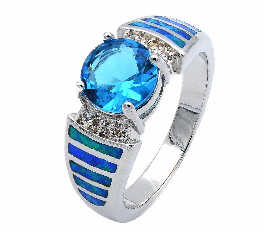 blue fire opal mens ring