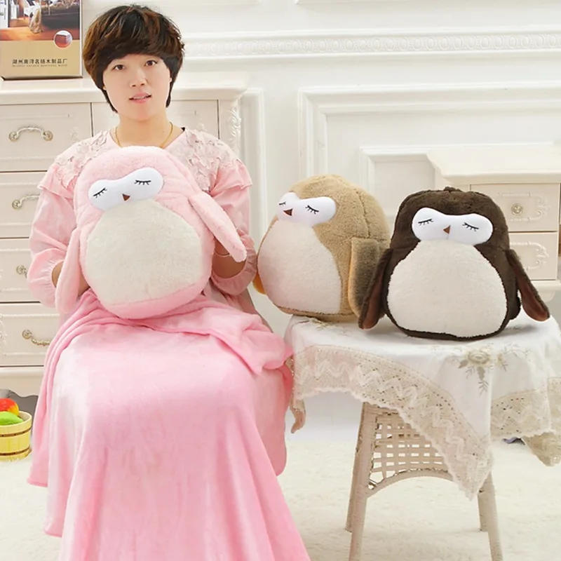 1Pc Plush Owl Owl Blanket (1x160cm) Cushion Hand Warmer Stuffed Toy