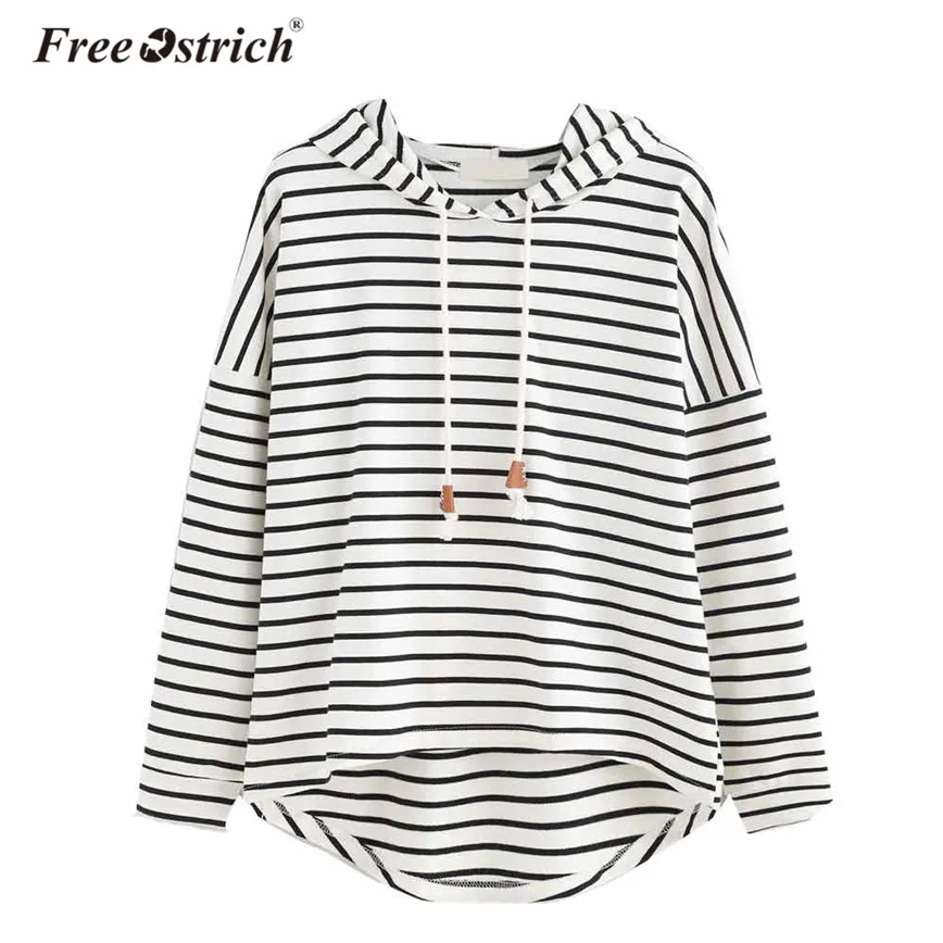 

Free Ostrich Sweatshirt Women Autumn Loose Oversized Striped Long Sleeve Hoodies Casual Women Tops Brief Pullovers Female L1530