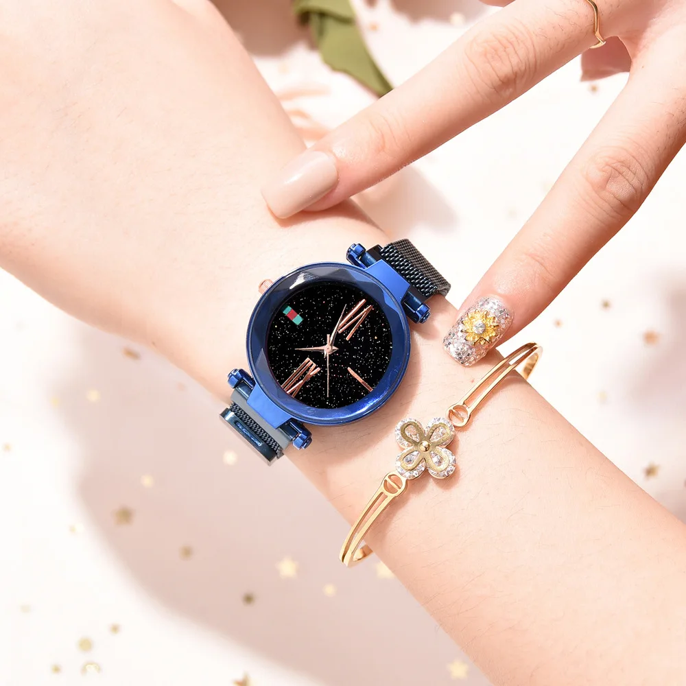 Дропшиппинг Новые женские часы роскошные женские золотые часы Звездное небо кристалл наручные часы для женщин подарок часы Relojes Para Mujer
