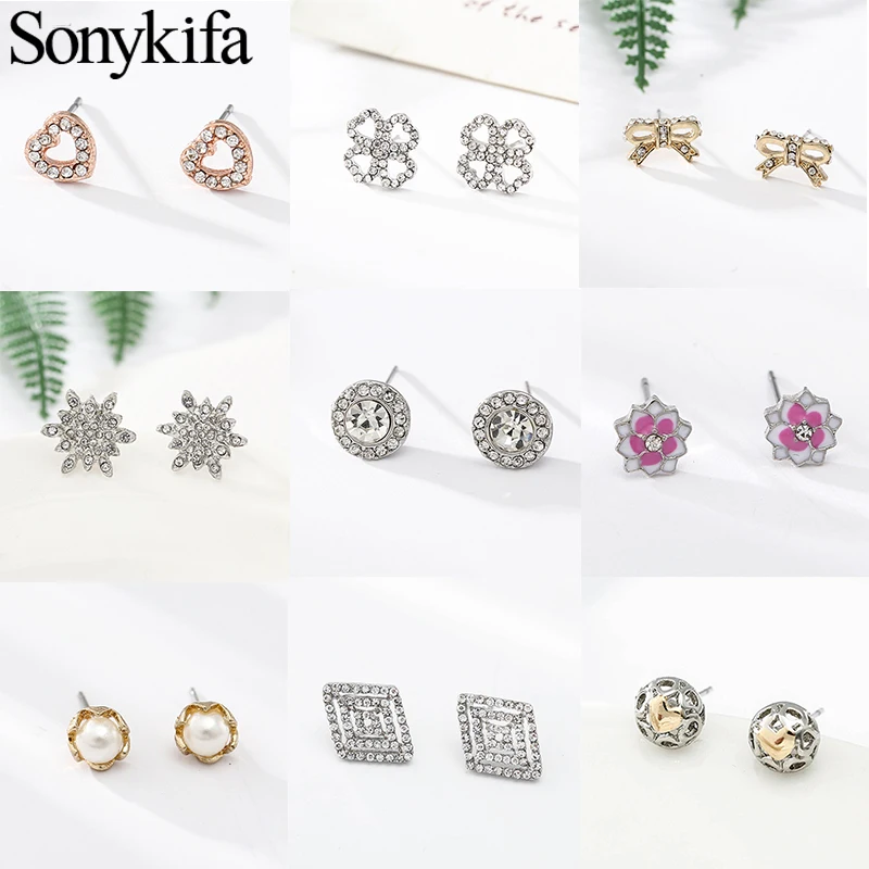 

Romantic Style Love Heart Flower Silver Color Pandoro Earring For Women & Girls Stud Earrings Jewelry Gift Dropshipping