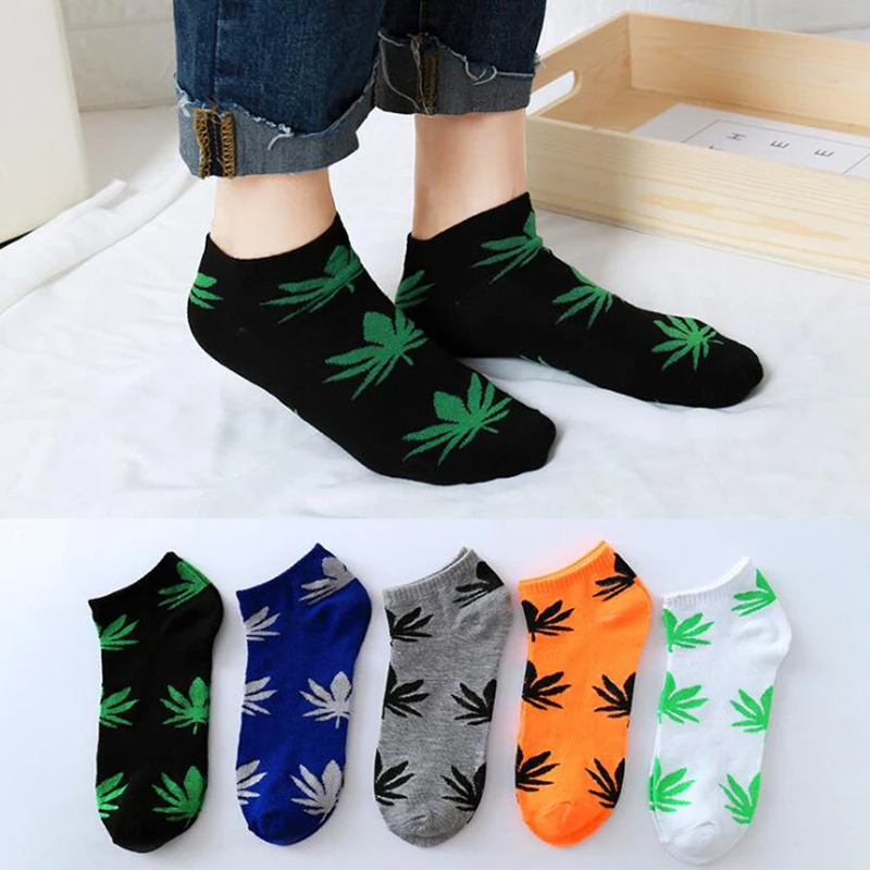 

5pairs/lot Fashion Maple Leaf Men's Socks Cotton Short Boat Socks Men Summer Invisible Socks Casual Sport Funny Socks Skateboard