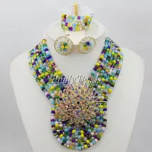 Красочные нигерийской свадьбы Бусины Лидер продаж свадебные украшения комплект Популярные Стиль Африканский Бусины ювелирные изделия оптом aij318