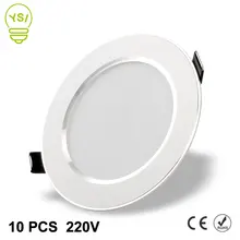 10 шт. светодиодный светильник 220 в 240 В 3 Вт 5 Вт 7 Вт 9 Вт 12 Вт 15 Вт светодиодный потолочный круглый встраиваемый светильник водонепроницаемый Светодиодный точечный светильник для ванной кухни