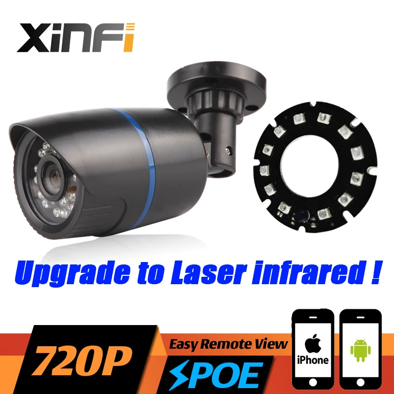 

XINFI HD 720P PoE IP Camera 1.0MP Night Vision Outdoor Waterproof Network Camera ONVIF P2P Upgraded Laser IR with USB LED Gift