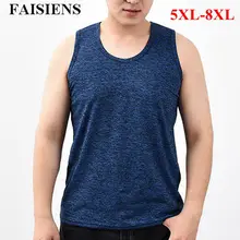 Большой Размер 7XL 8XL дышащая мужская майка мужская серая зеленая синяя черная с круглым вырезом без рукавов 5XL 6XL свободная Мужская s нижняя рубашка