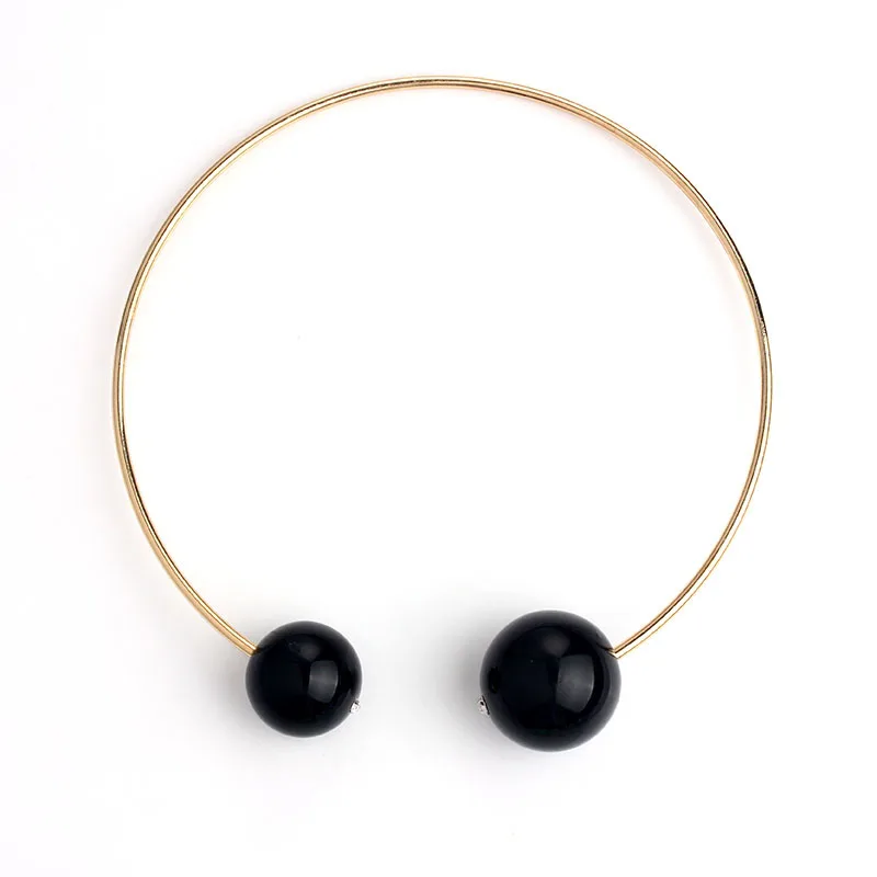 VIVILADY, модные двухсторонние ожерелья с акриловыми шариками для женщин, женские бусы из искусственного жемчуга с кристаллами, бижутерия, вечерние ювелирные изделия, подарок - Окраска металла: black