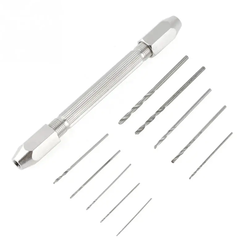 1 Set Double End Pin Vise Chuck With 10 pcs Micro Twist Drill Bit for Jewelry Watch Repair Tool HSS | Инструменты