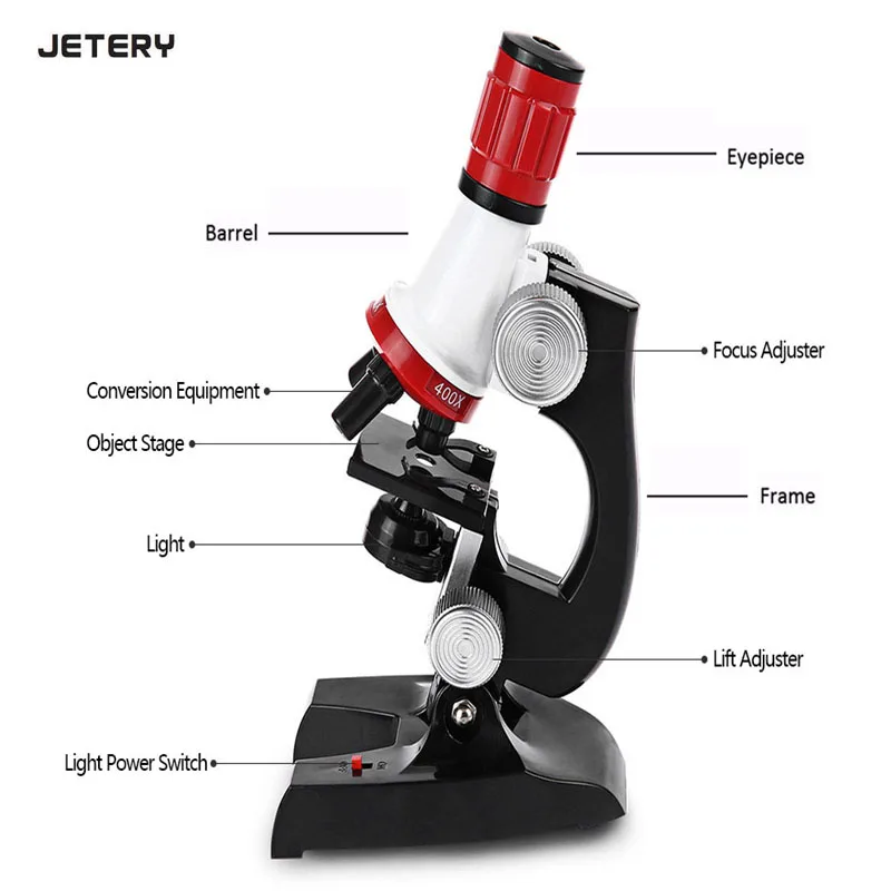 Jetery микроскоп набор лабораторный светодиодный 100X-1200X домашняя школьная образовательная игрушка подарок Биологический микроскоп для студента HD микроскоп