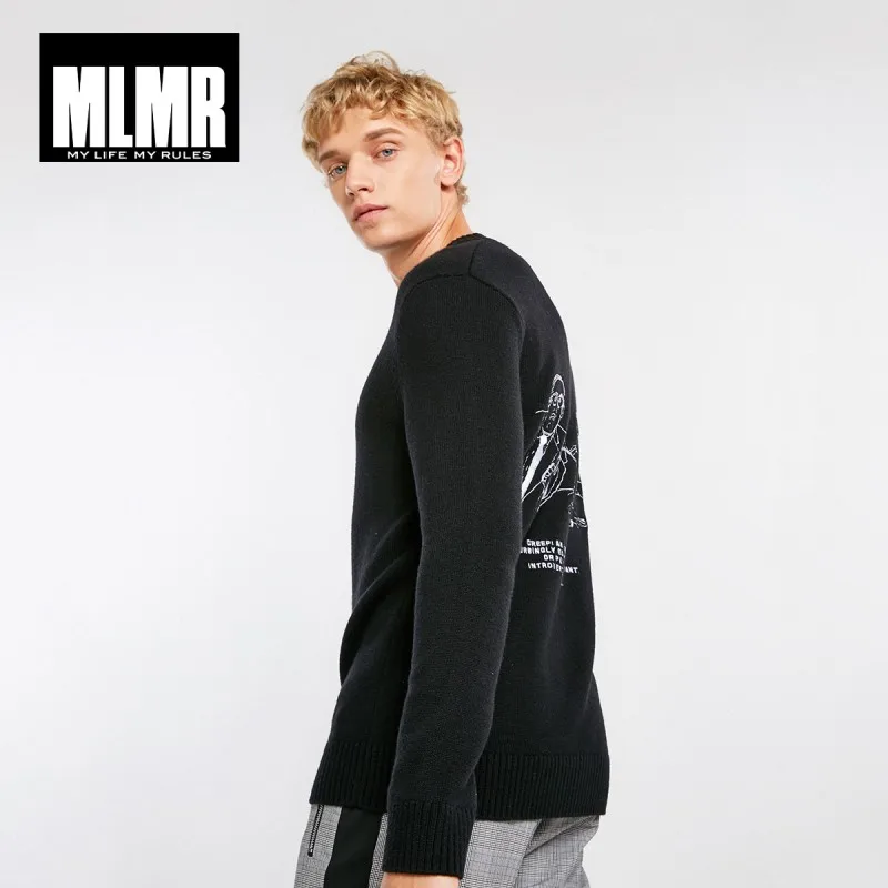 JackJones зимняя мужская мода тренд вышивка круглый вырез сплошной цвет с длинными рукавами свитер шерсть Мужская одежда 218424514